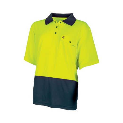 Picture of Tru Workwear Recycled Womens Anti-Microbial Micromesh S/S Two Tone Hi-Vis Polo Shirt
